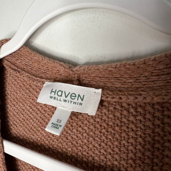 Haven Well Within Brown Cable Knit Cotton Cardigan Size XS - Picture 6 of 7